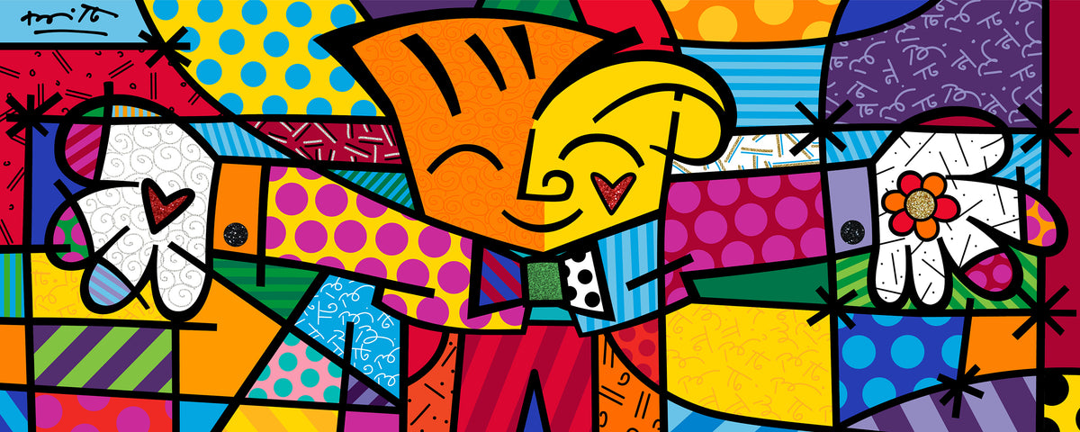 Romero Britto little hug limited edition print  colorful pop art design