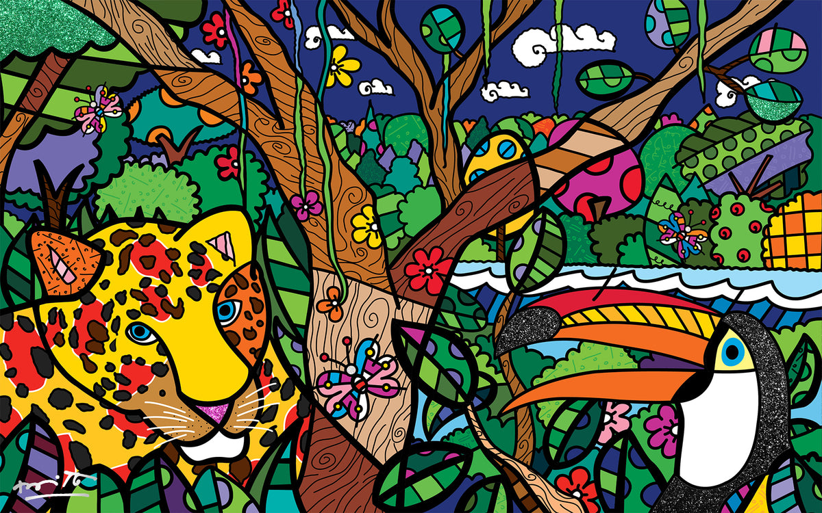 Romero Britto brazilian amazon limited edition print  colorful pop art design