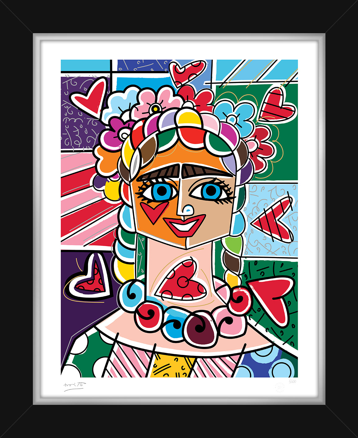 Romero Britto frida glow limited edition print  contemporary pop art piece