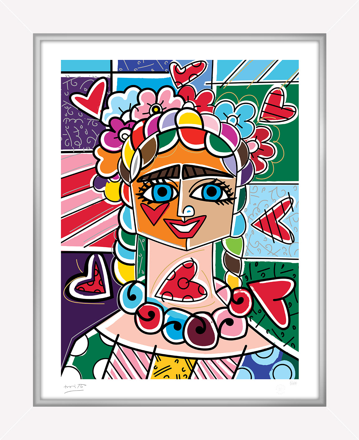 modern pop art frida glow limited edition print  vibrant home decor