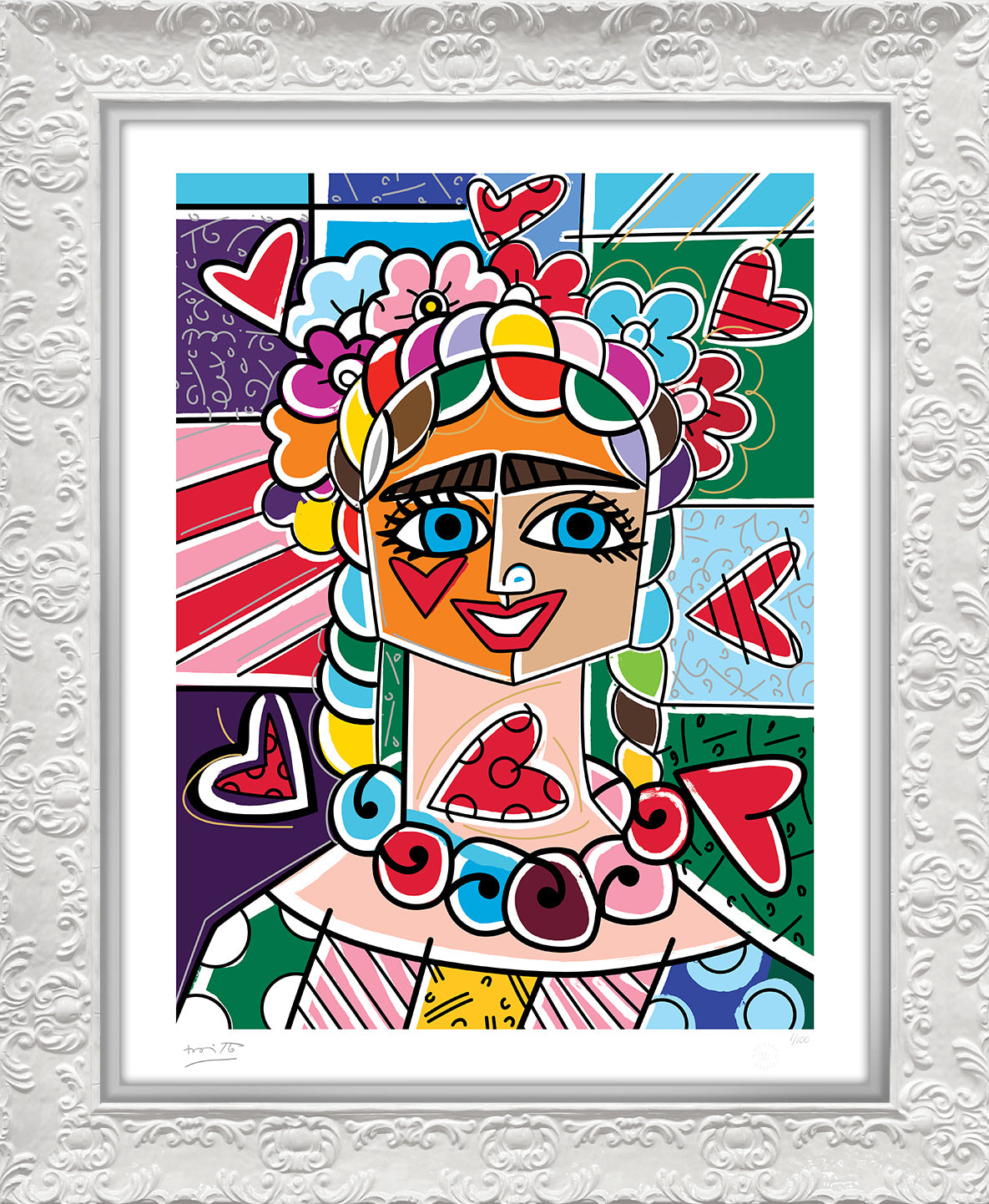 Romero Britto frida glow limited edition print  contemporary pop art piece