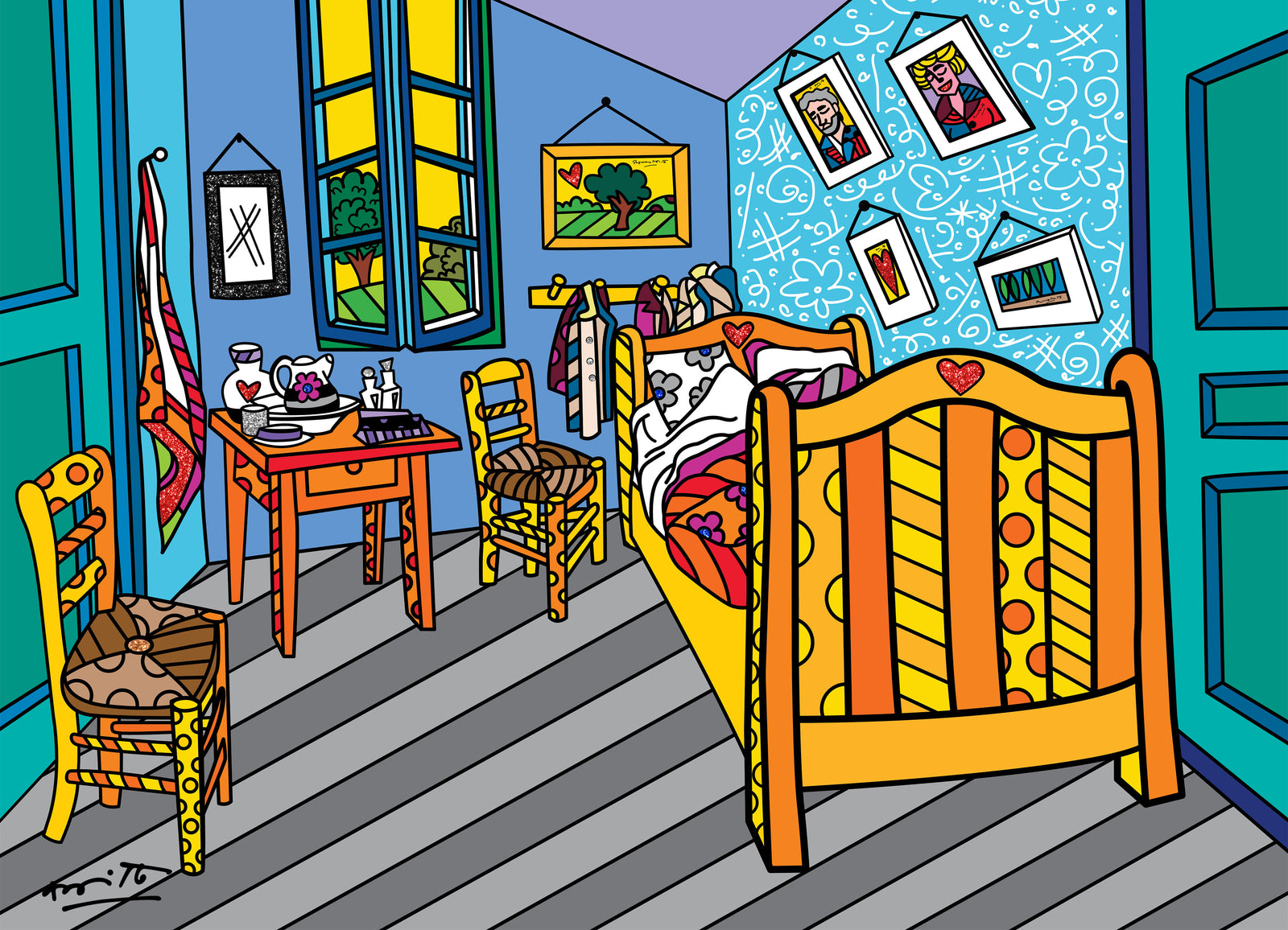 Romero Britto sleeping in arles limited edition  colorful pop art design