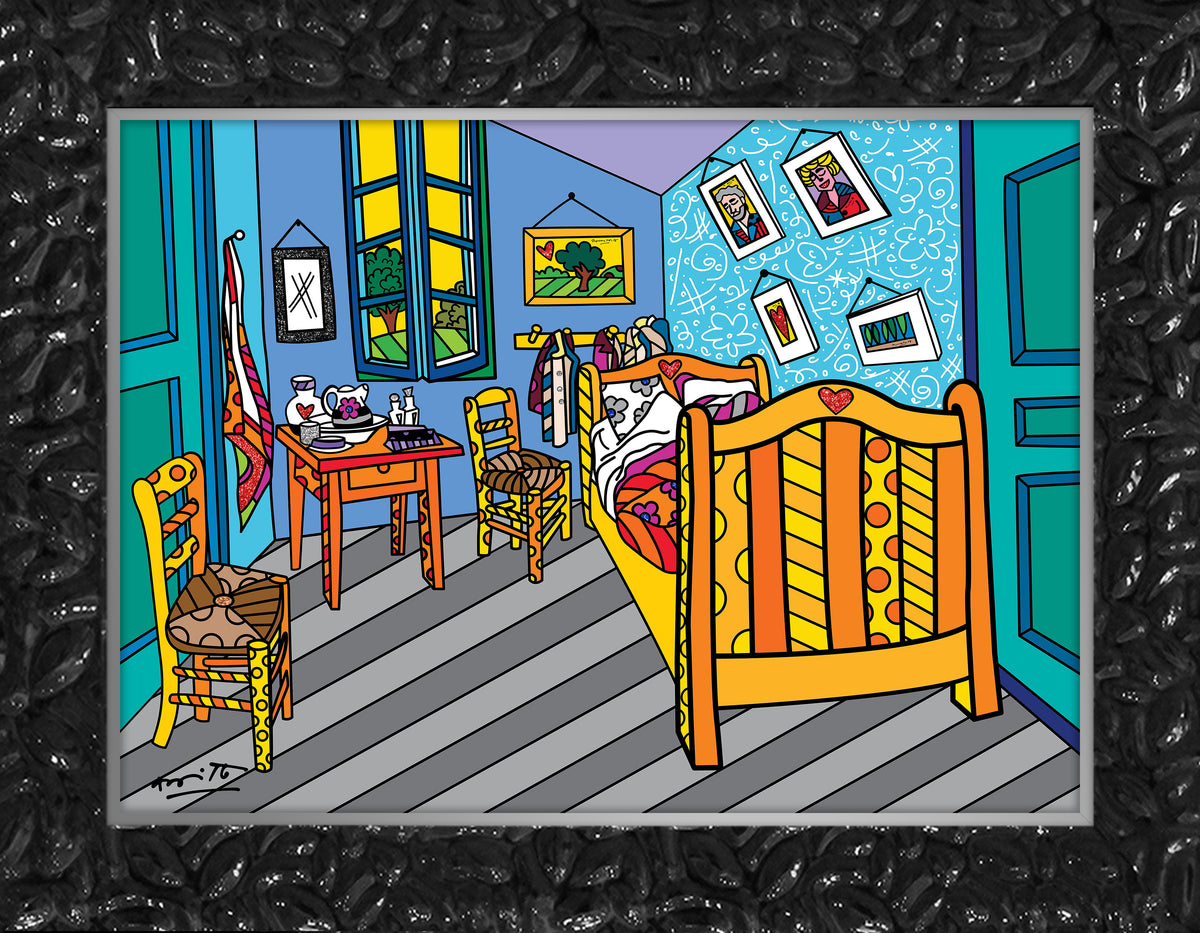 Romero Britto sleeping in arles limited edition  contemporary pop art piece