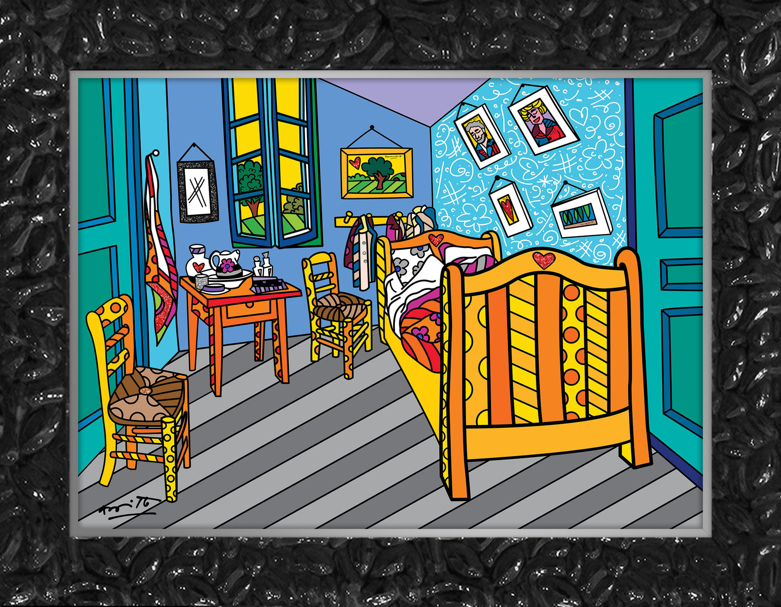 Romero Britto sleeping in arles limited edition  contemporary pop art piece