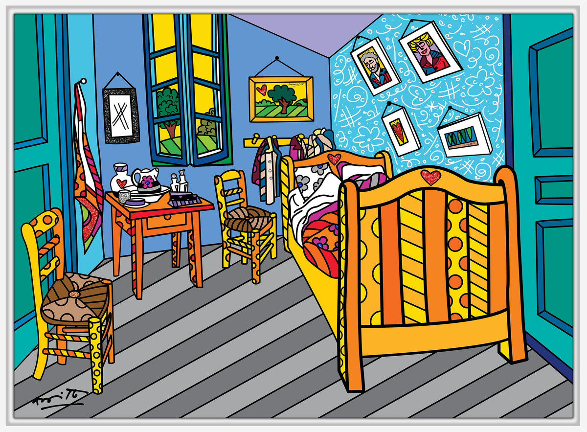 Romero Britto sleeping in arles limited edition  contemporary pop art piece