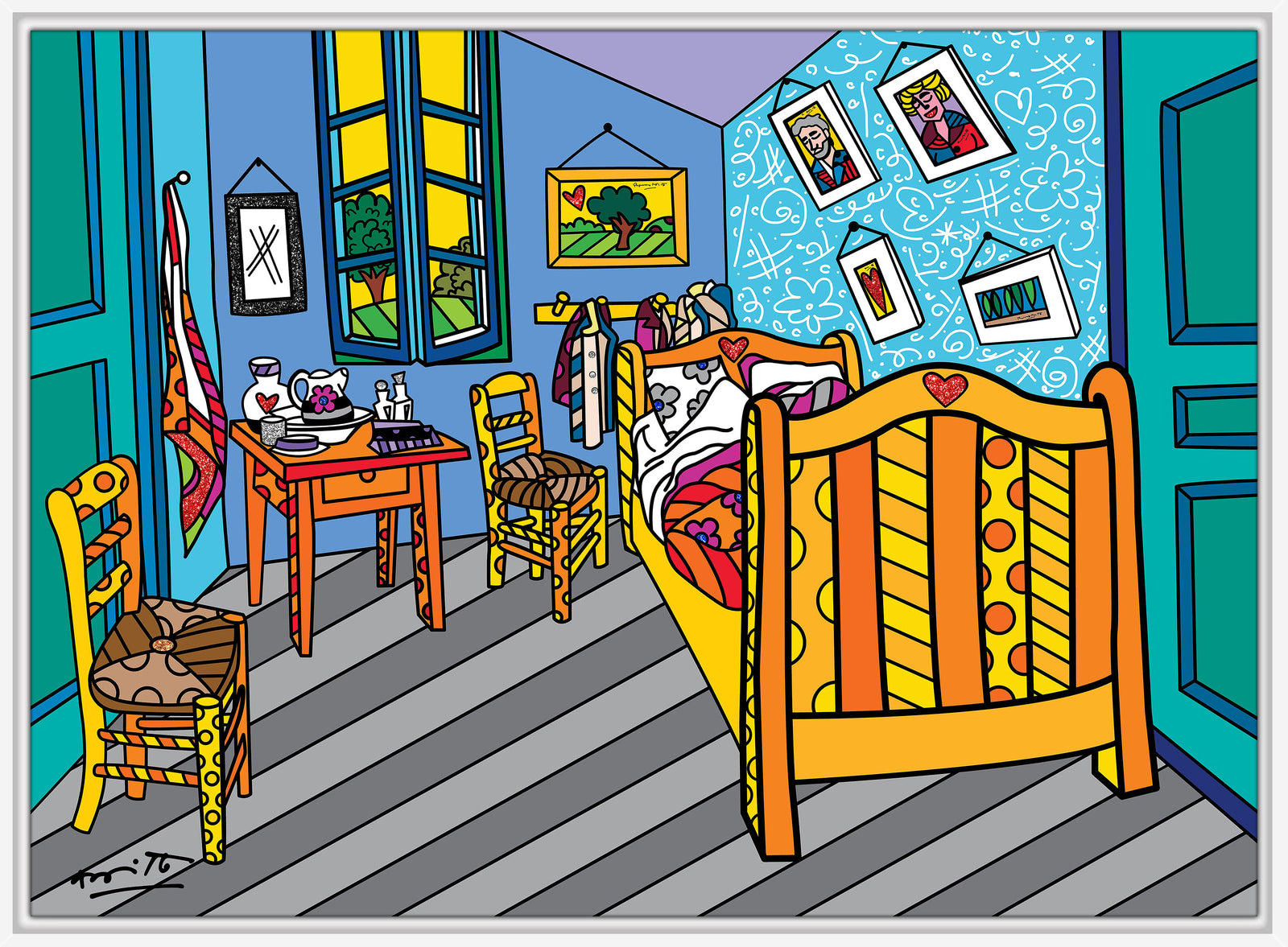Romero Britto sleeping in arles limited edition  contemporary pop art piece