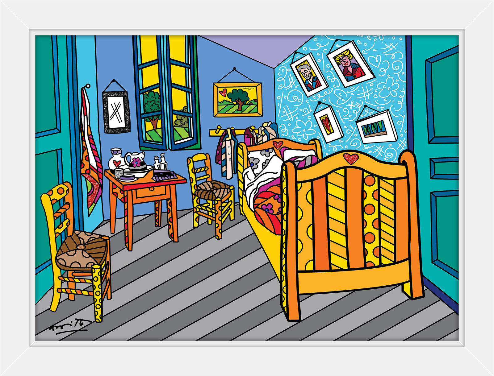 Romero Britto sleeping in arles limited edition  contemporary pop art piece