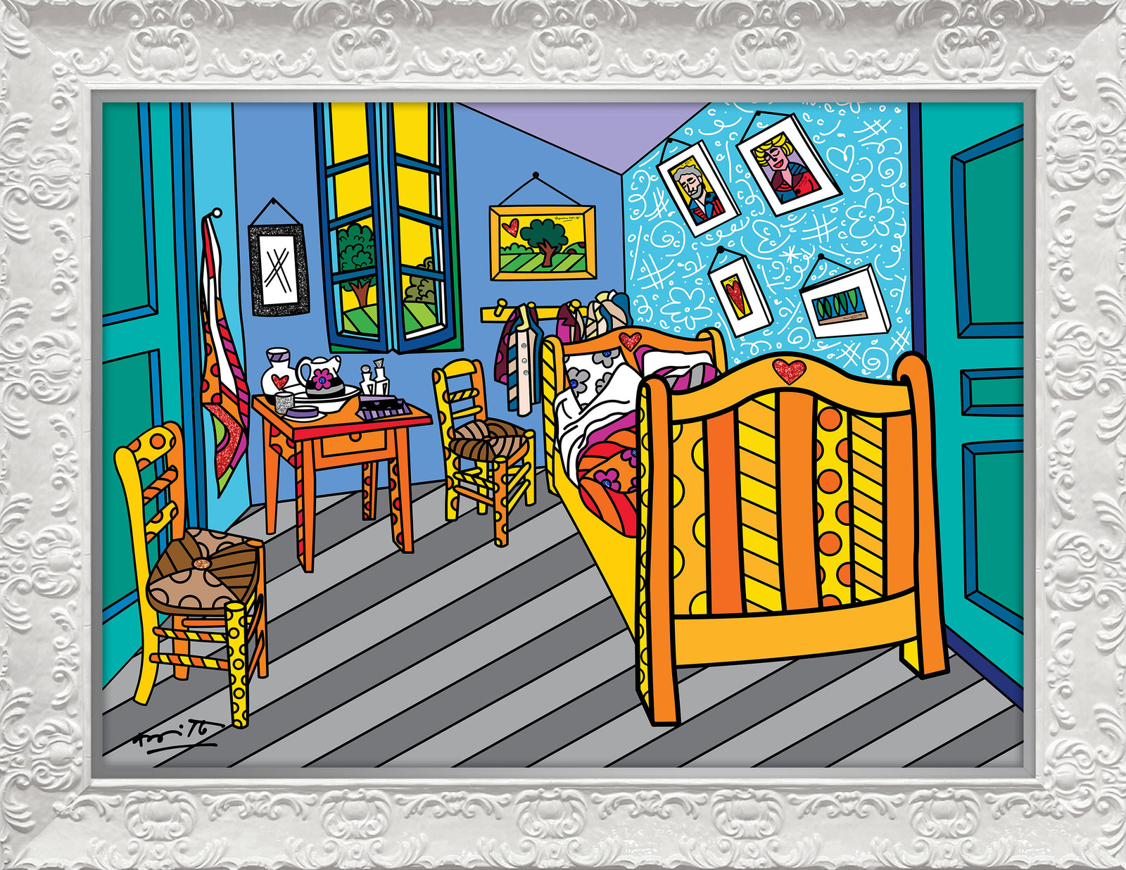 Romero Britto sleeping in arles limited edition  contemporary pop art piece