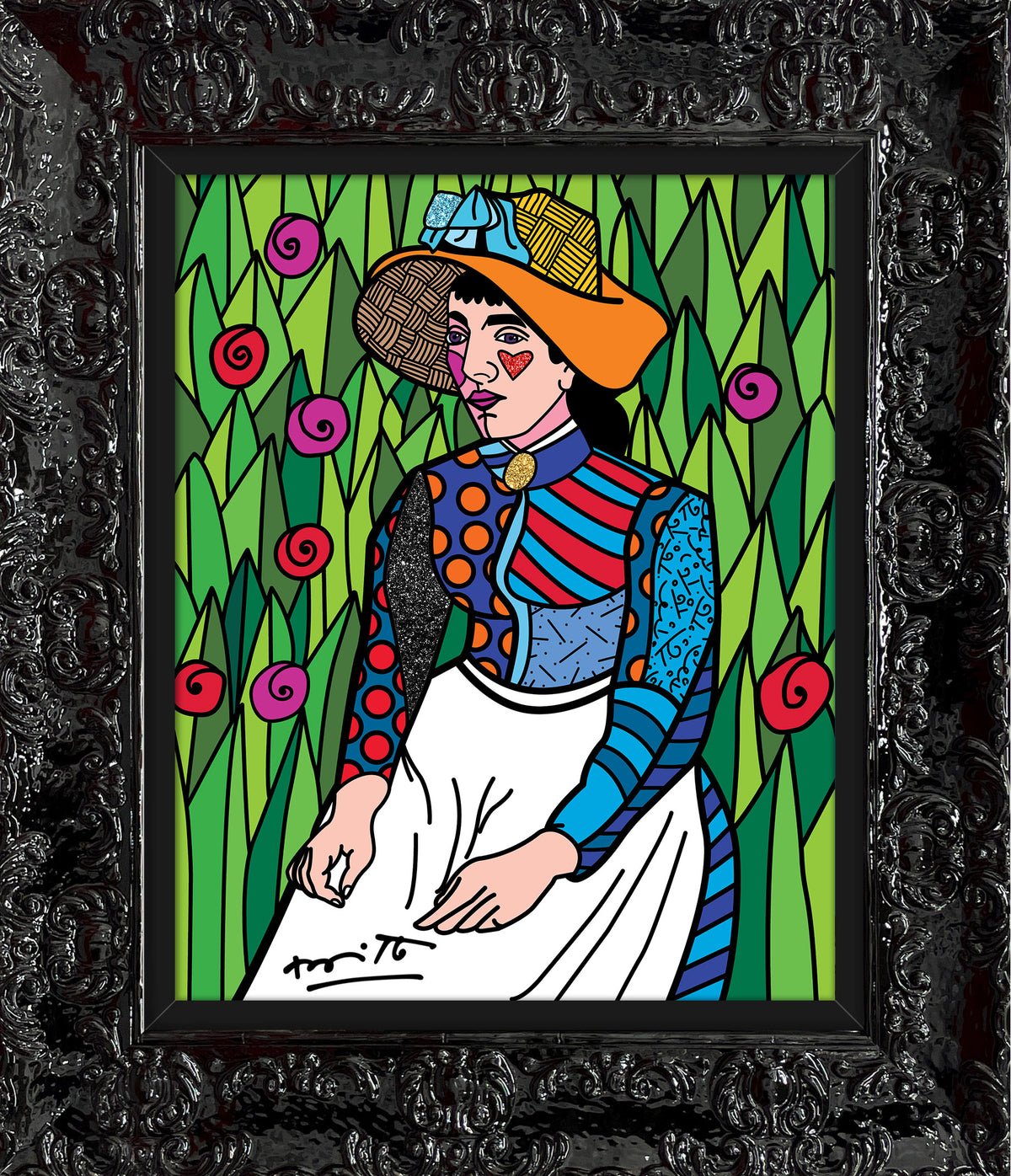 modern pop art girl in white limited edition  vibrant home decor