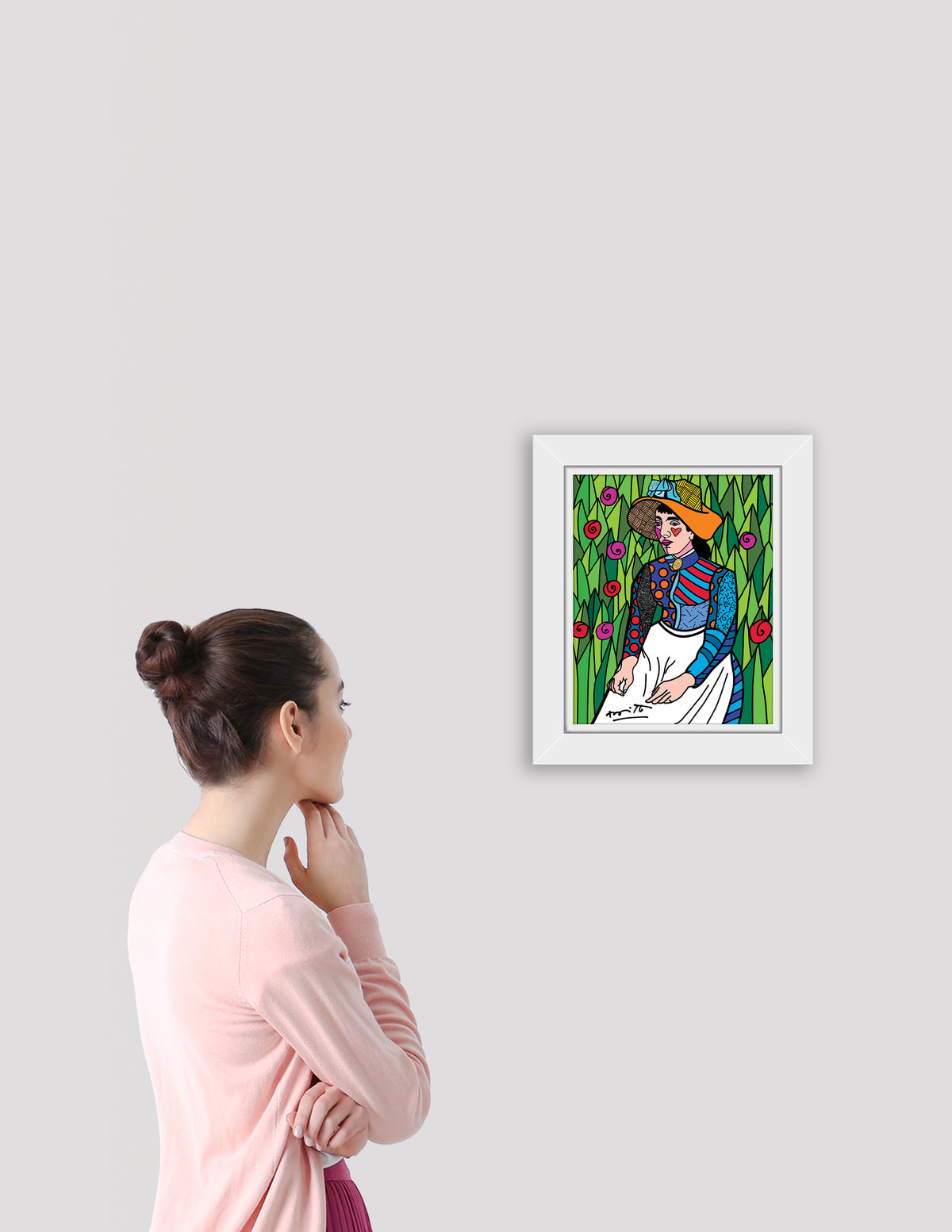 modern pop art girl in white limited edition  vibrant home decor