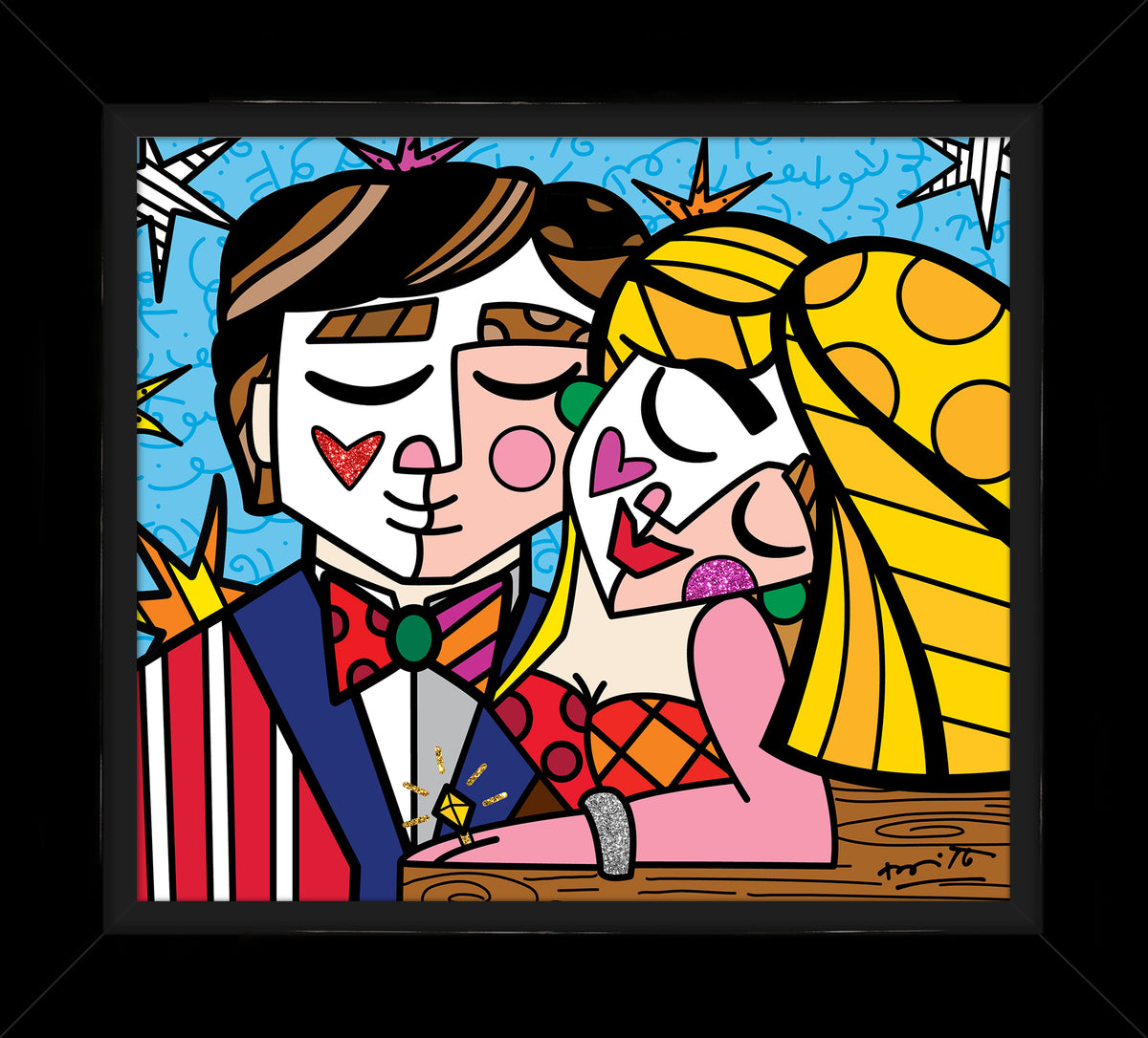 Romero Britto serendipitous love limited edition print  contemporary pop art piece