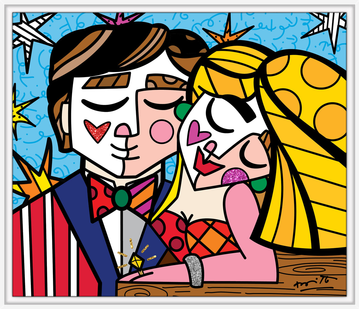Romero Britto serendipitous love limited edition print  contemporary pop art piece