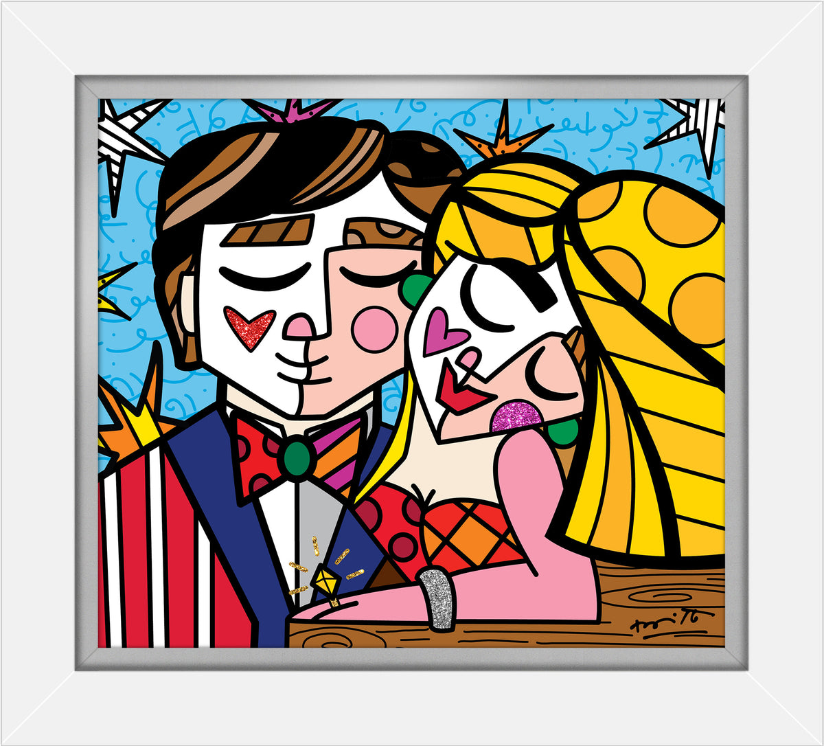 Romero Britto serendipitous love limited edition print  colorful pop art design