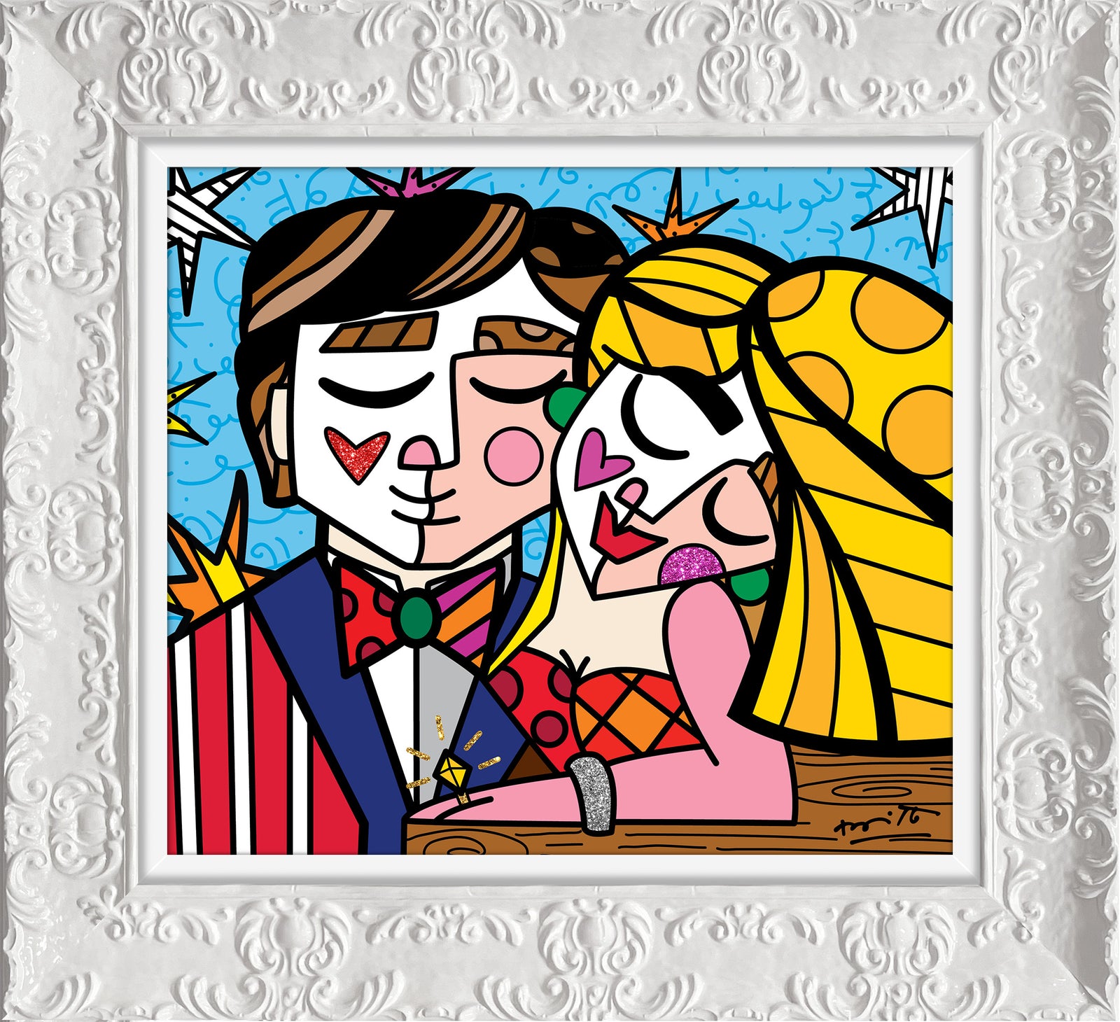 Romero Britto serendipitous love limited edition print  colorful pop art design