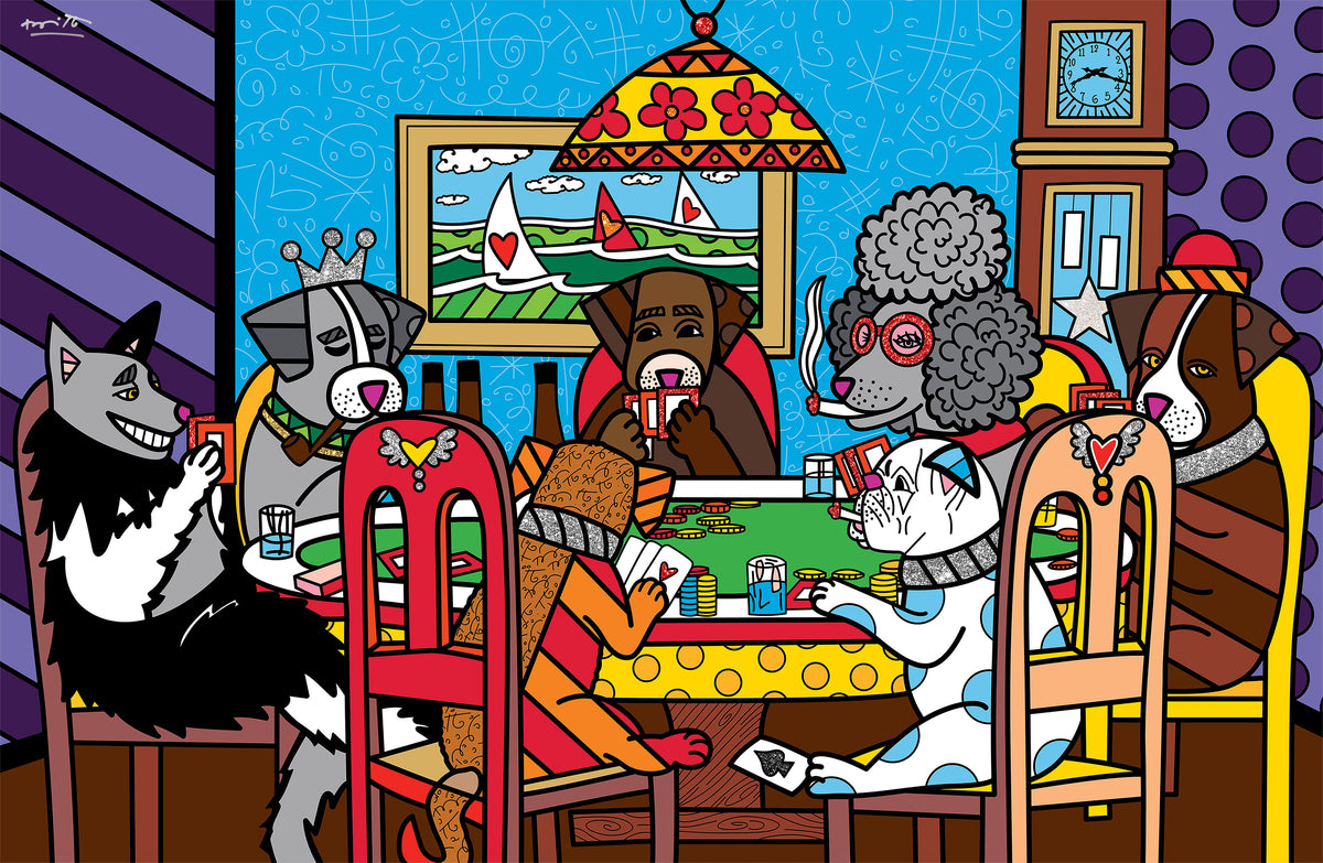 Romero Britto game night limited edition print  colorful pop art design