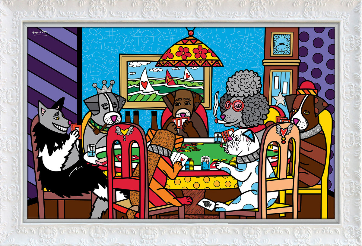 Romero Britto game night limited edition print  contemporary pop art piece