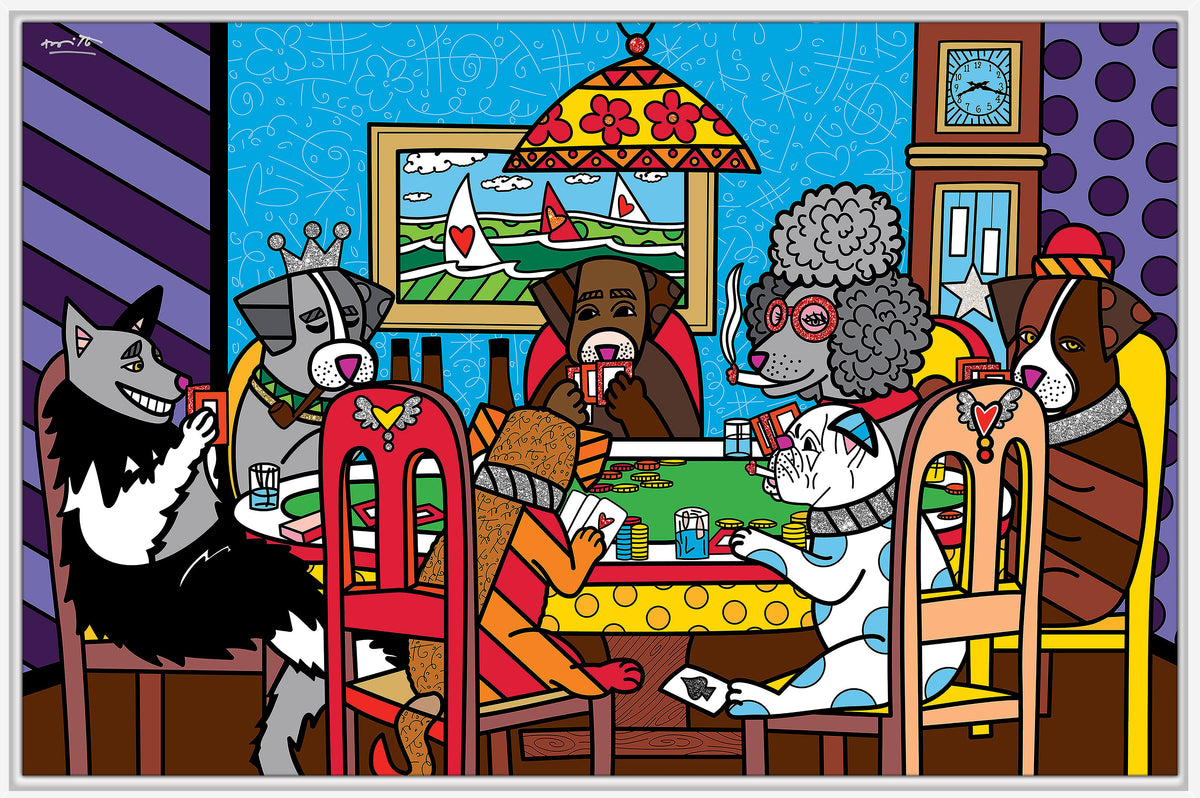 Romero Britto game night limited edition print  contemporary pop art piece
