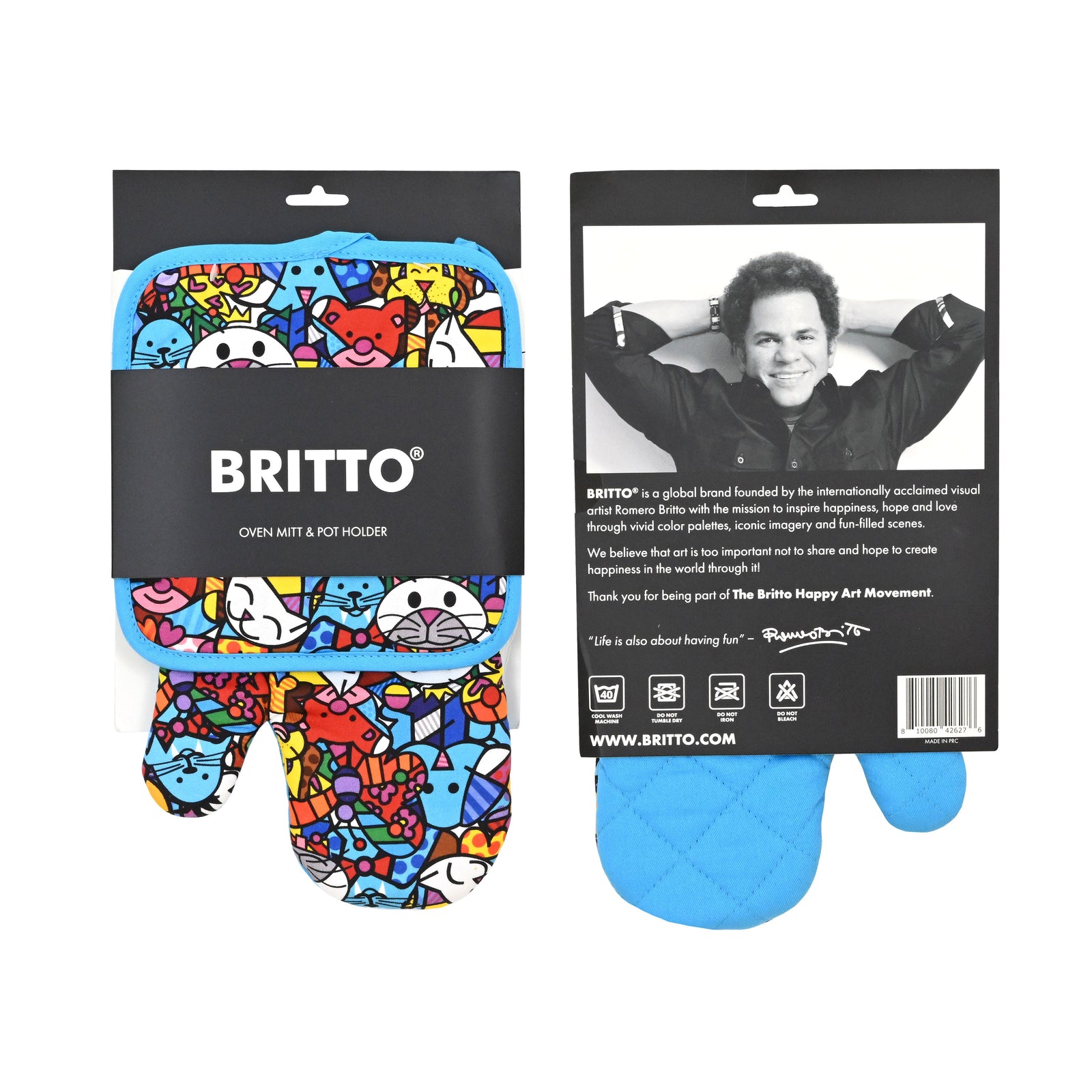 Romero Britto britto oven mitt potholder set  contemporary pop art piece