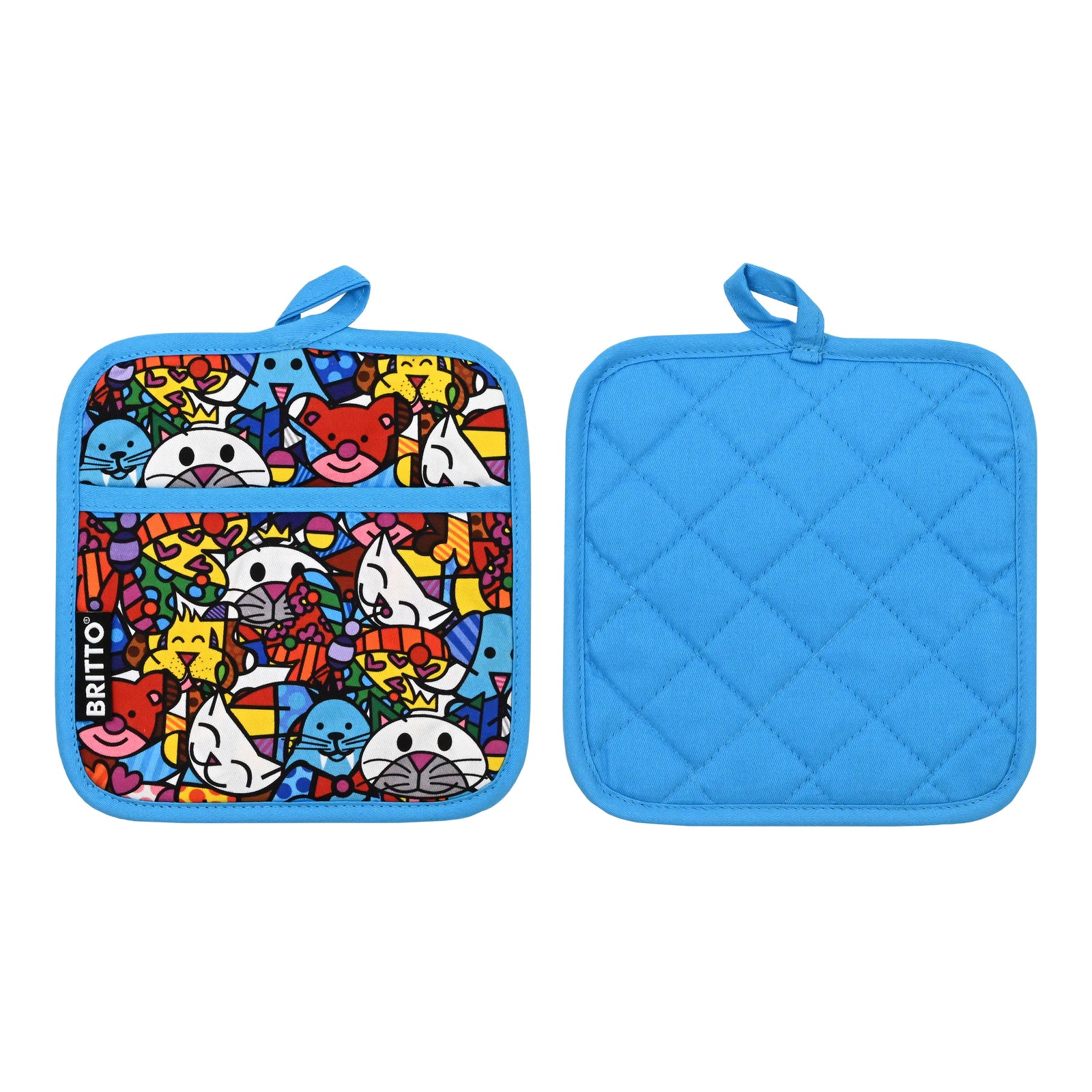 modern pop art britto oven mitt potholder set  vibrant home decor