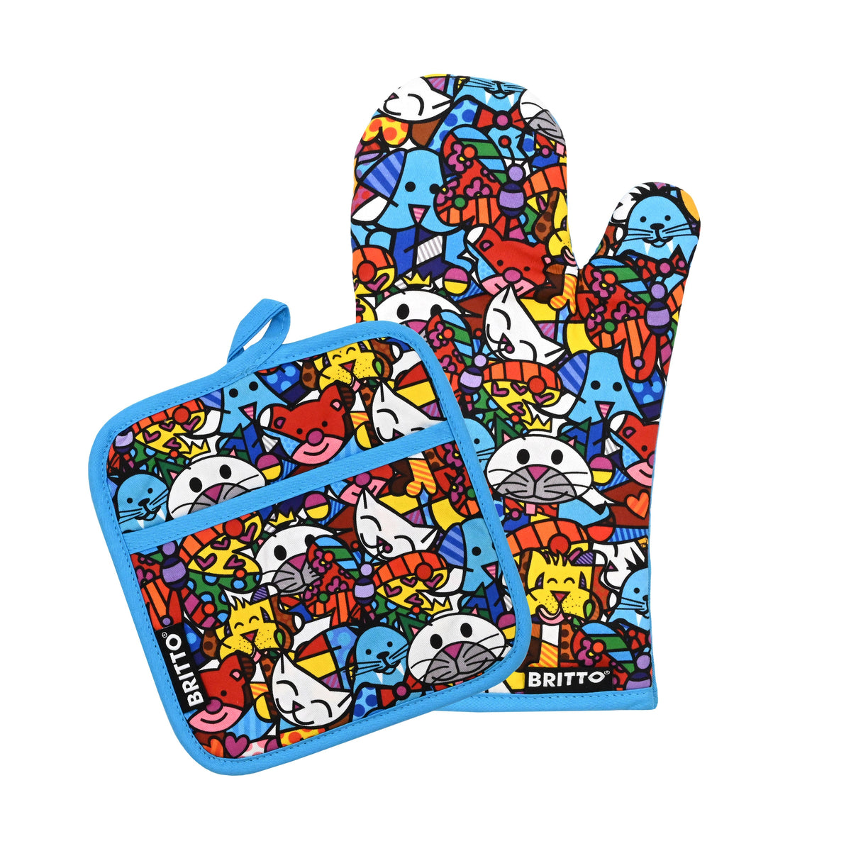 Romero Britto britto oven mitt potholder set  colorful pop art design