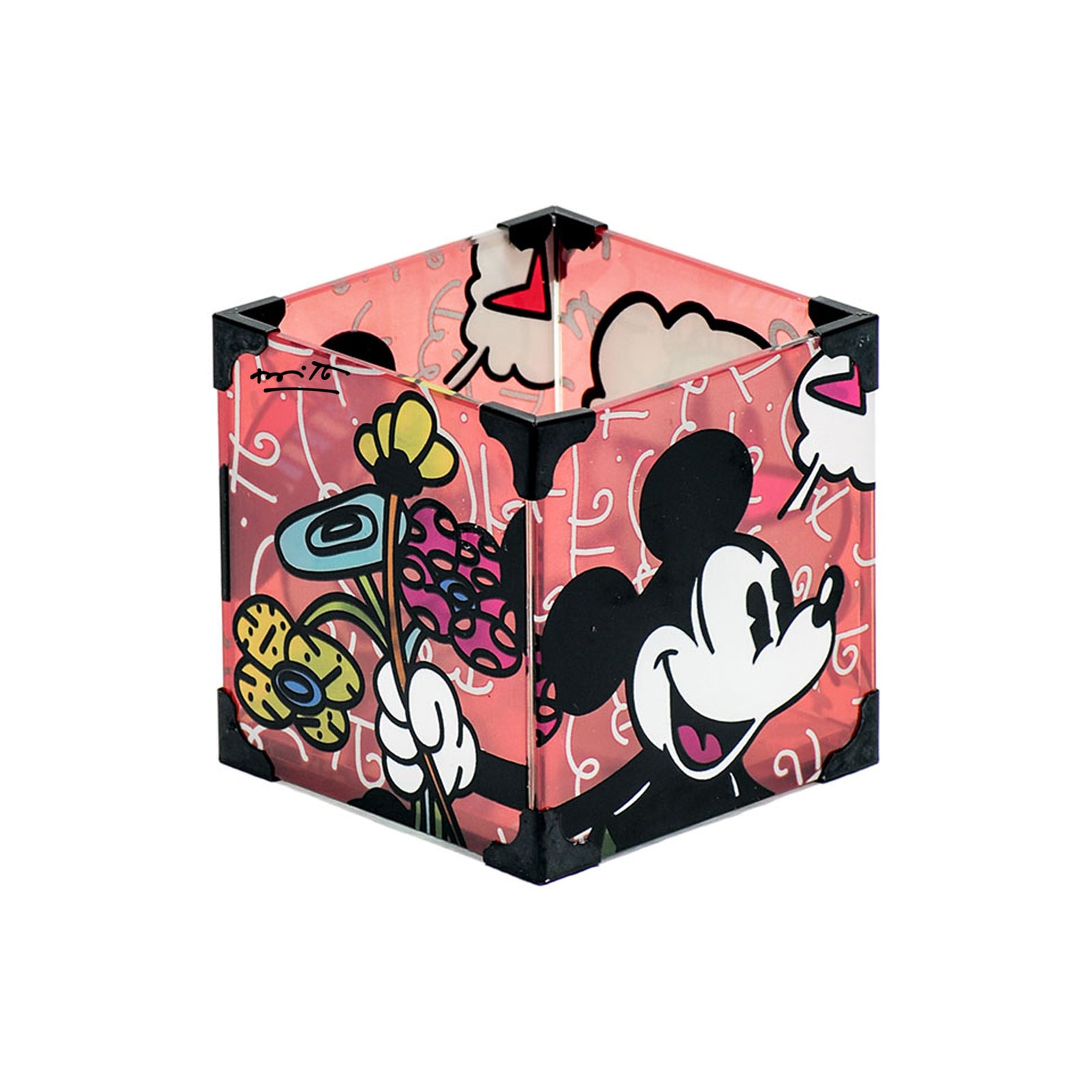 Romero Britto mickey and minnie mouse votive  colorful pop art design