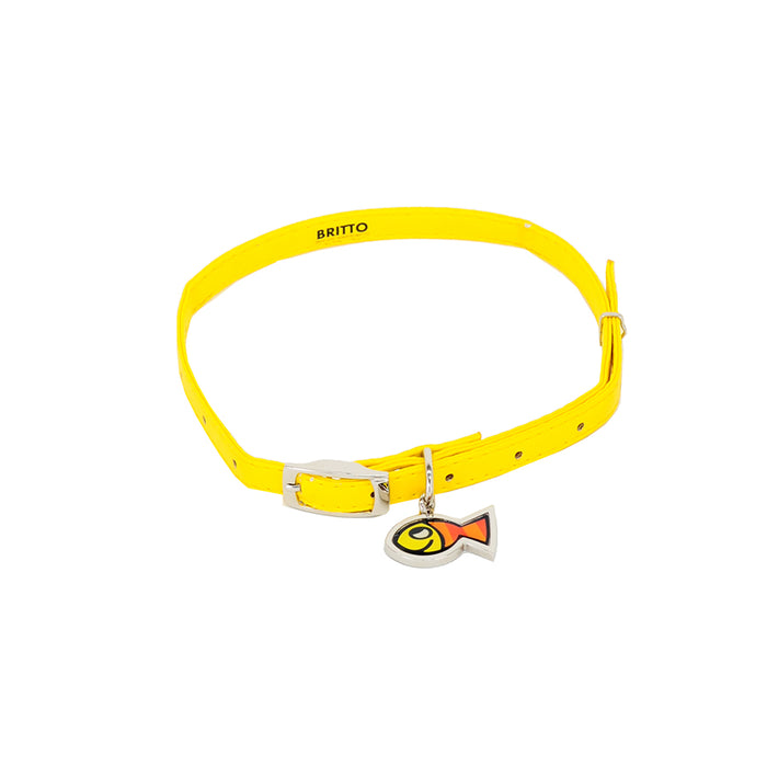 PET COLLAR - YELLOW W/FISH CHARM