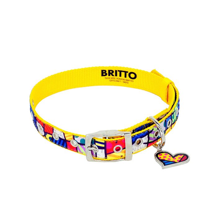 PET COLLAR - YELLOW W/ HEART CHARM
