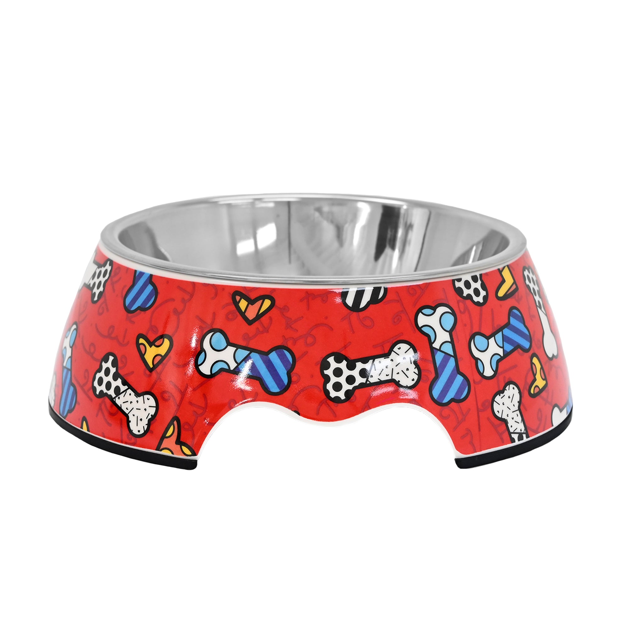 Red Bones & Hearts Britto Pet Bowl – Steel - Shop Britto