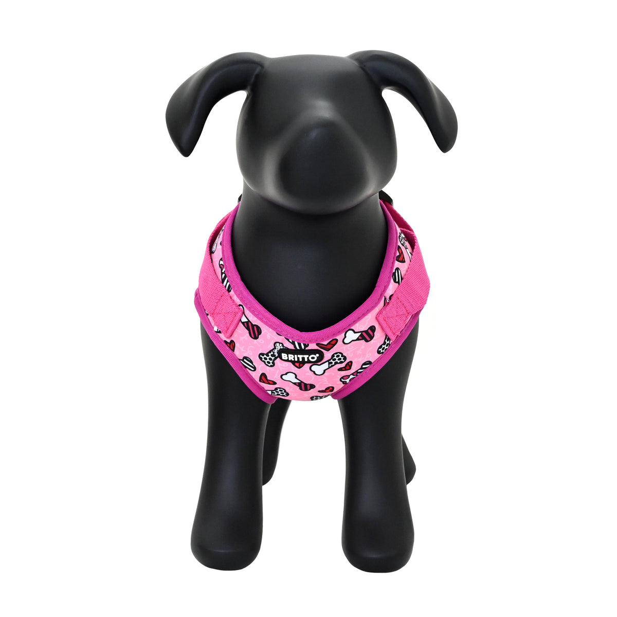 BRITTO® PET Small Dog Harness and Leash  - Pink Bones and Hearts