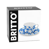 BRITTO® COFFEE CUP & SAUCER PLATE - Blue Flowers