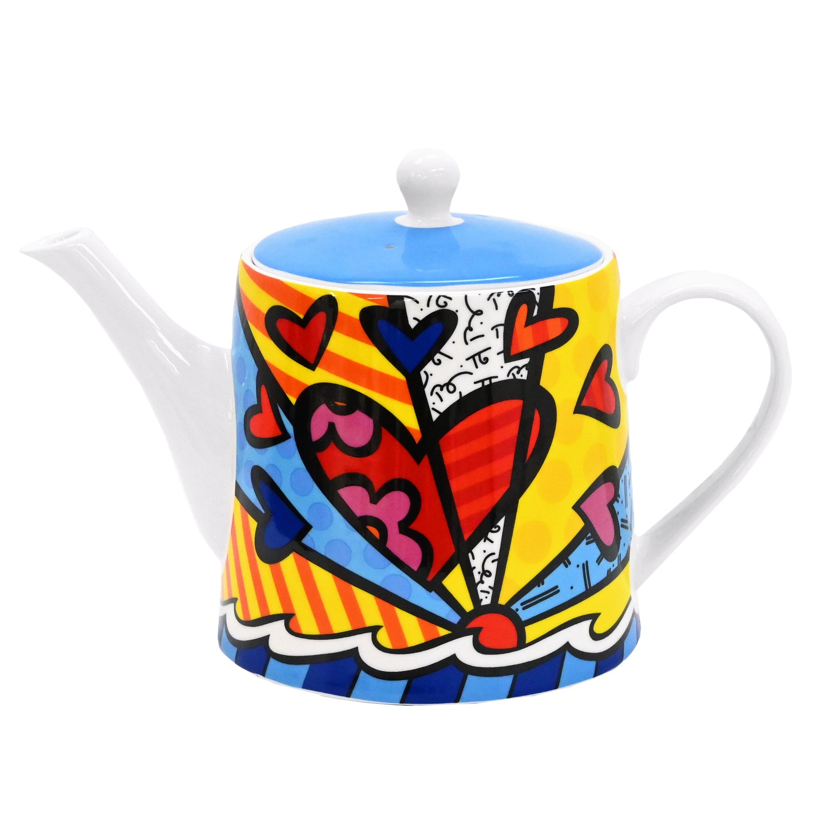 new day britto coffeetea pot  artistic colorful design collectible