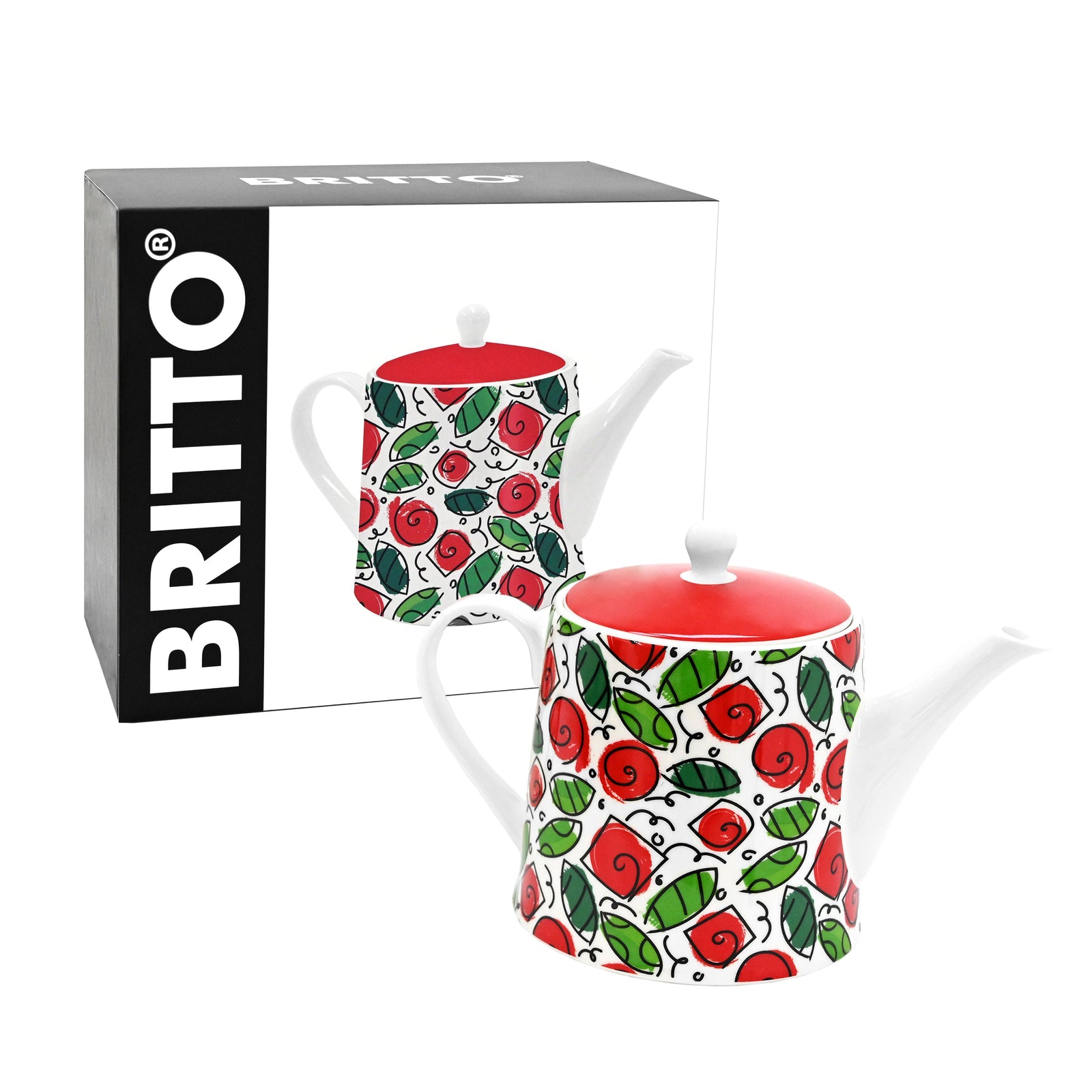 Romero Britto britto coffeetea pot roses  colorful pop art design