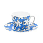 BRITTO® ESPRESSO COFFEE CUP & SAUCER PLATE - Blue Flowers