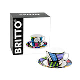 BRITTO® ESPRESSO COFFEE CUP & SAUCER PLATE - Colorful Landscape