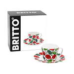 BRITTO® ESPRESSO COFFEE CUP & SAUCER PLATE - Roses