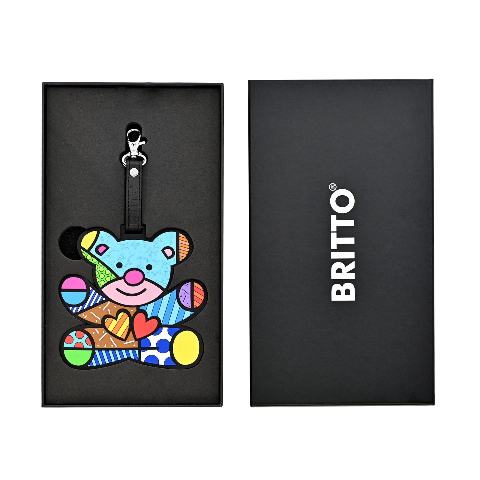 modern pop art britto luggage tag friendship bear  vibrant home decor