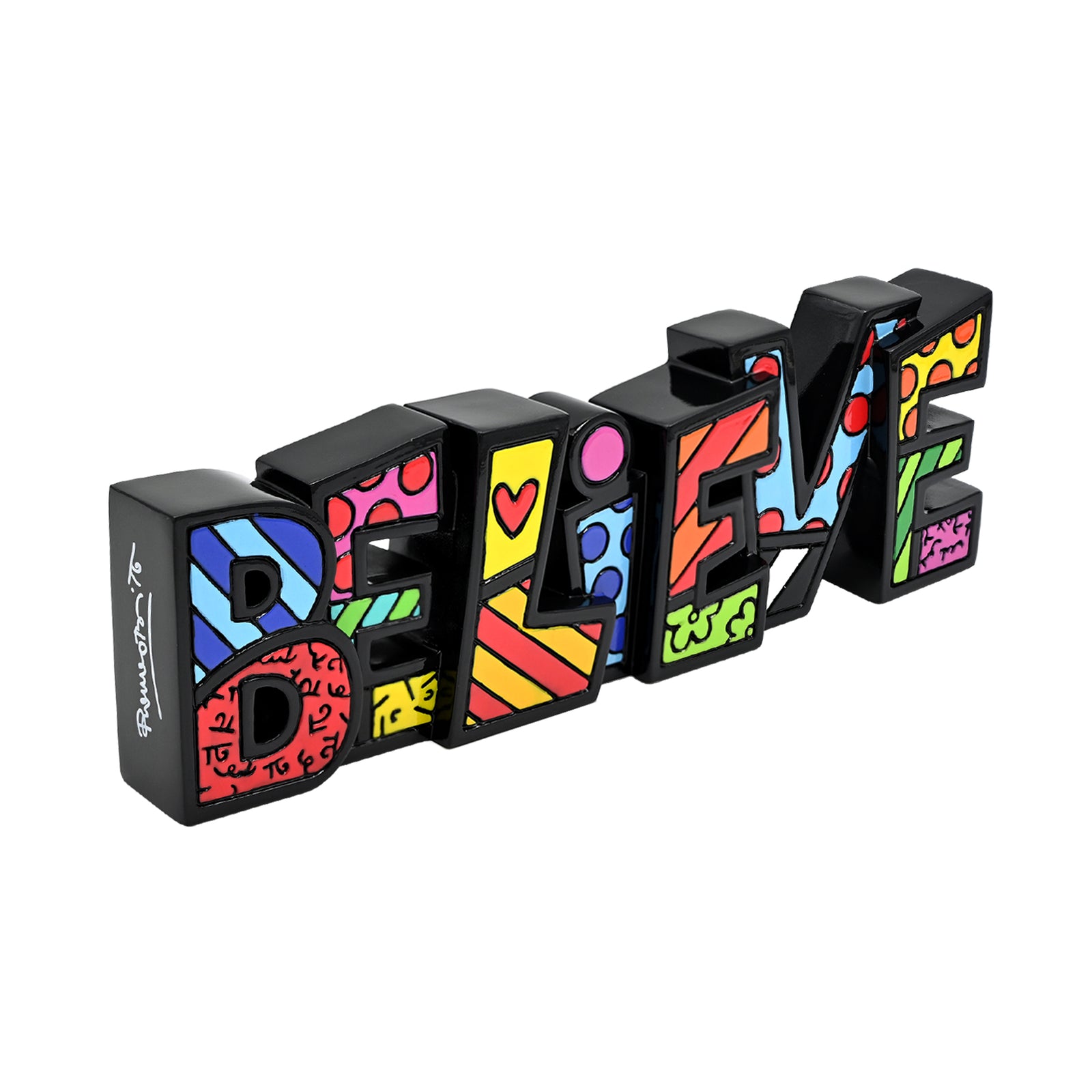 britto word figurine believe fba  artistic colorful design collectible