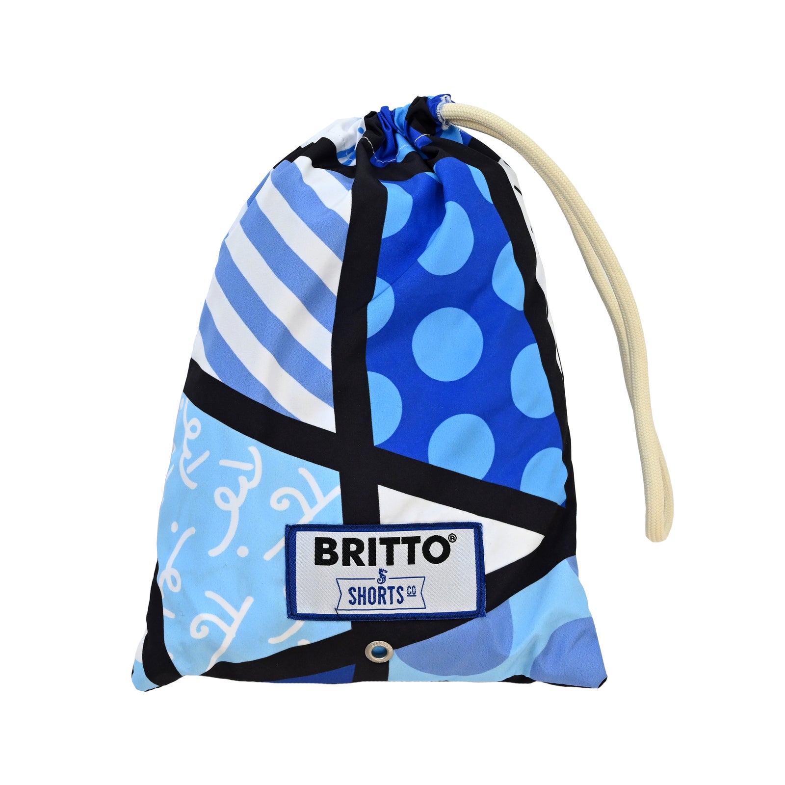 limited edition britto shorts blue  artistic colorful design collectible