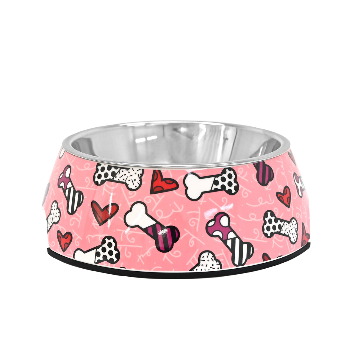 BRITTO PET BOWL - PINK BONES &amp; HEARTS