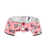 BRITTO PET BOWL - PINK BONES & HEARTS