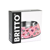 BRITTO PET BOWL - PINK BONES & HEARTS