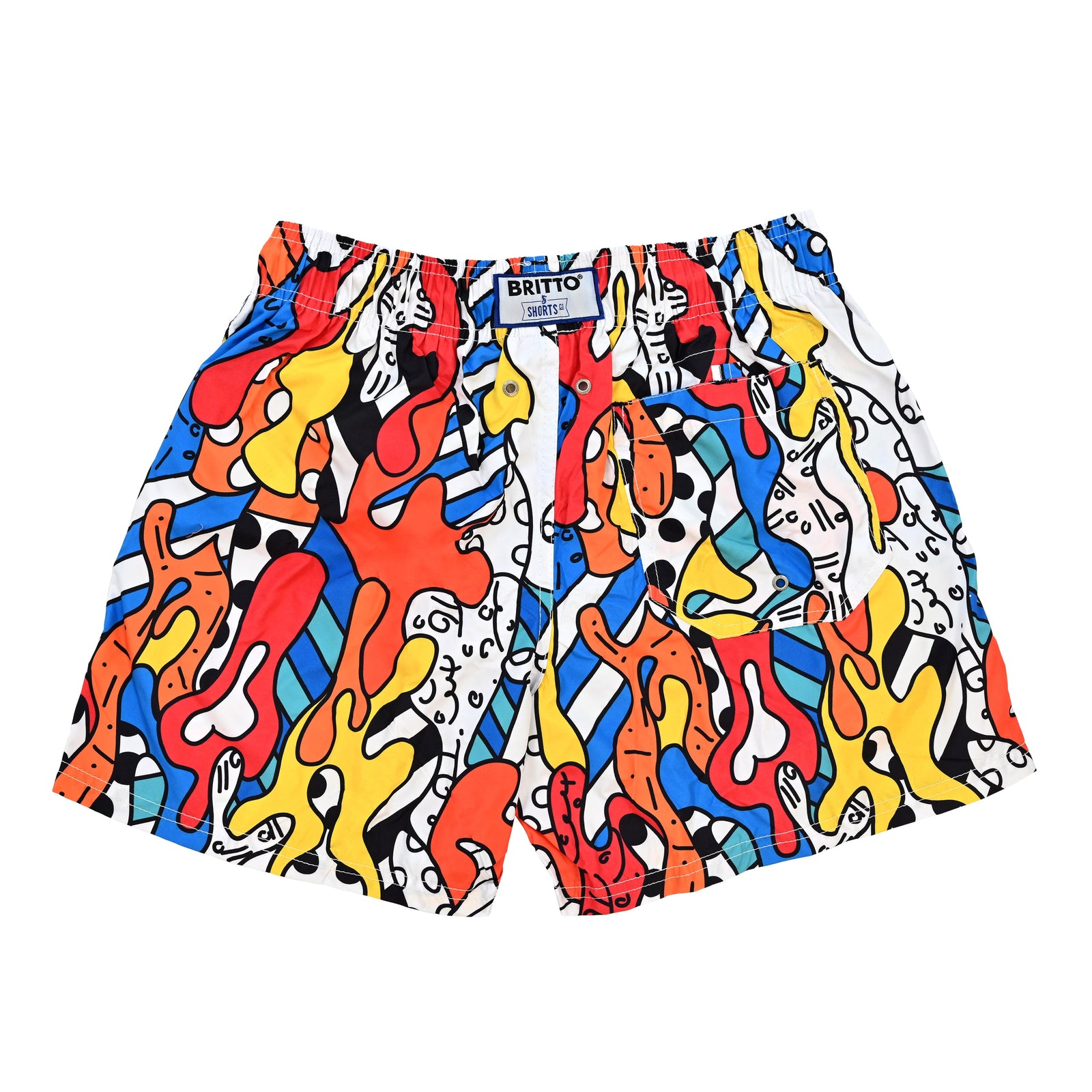 modern pop art camouflage britto shorts for men  vibrant home decor