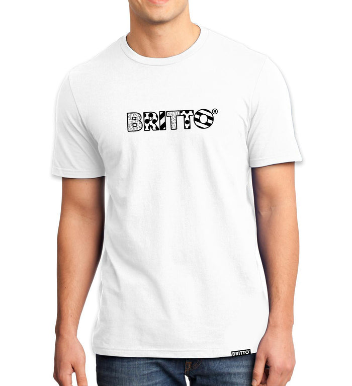 BRITTO® T Shirt - White with Black Pattern - (Men)