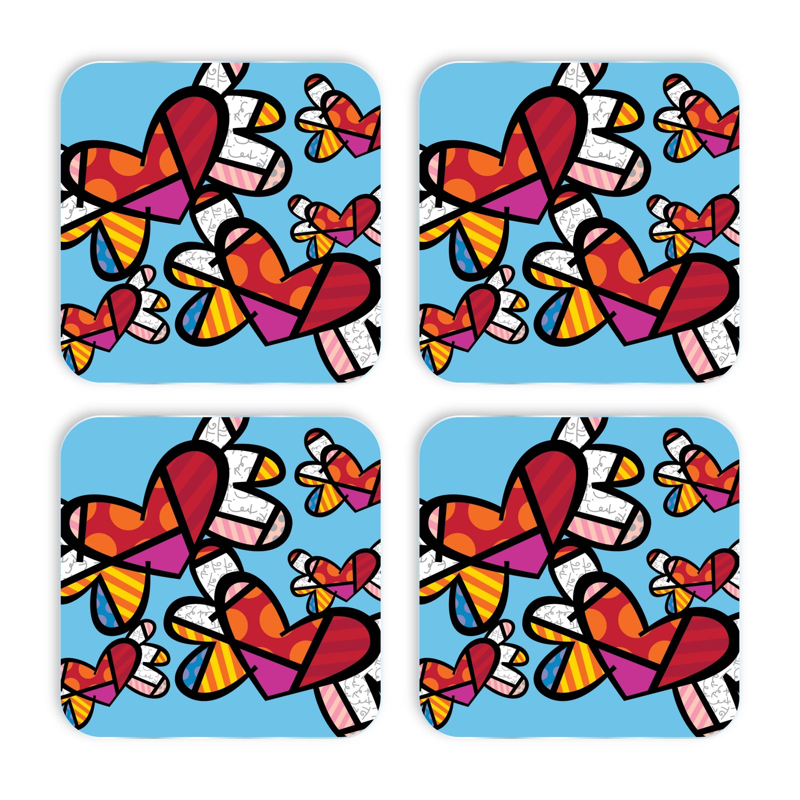 Romero Britto britto coasters love is in  colorful pop art design