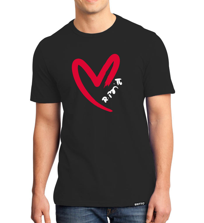 BRITTO® T Shirt - Red Heart Brushstroke Black - (Men)