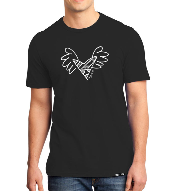 BRITTO® T Shirt - Big Heart with Wings Black - (Men)