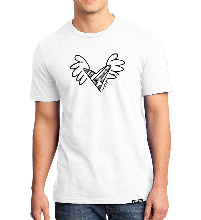 BRITTO® T Shirt - Big Heart with Wings White - (Men)