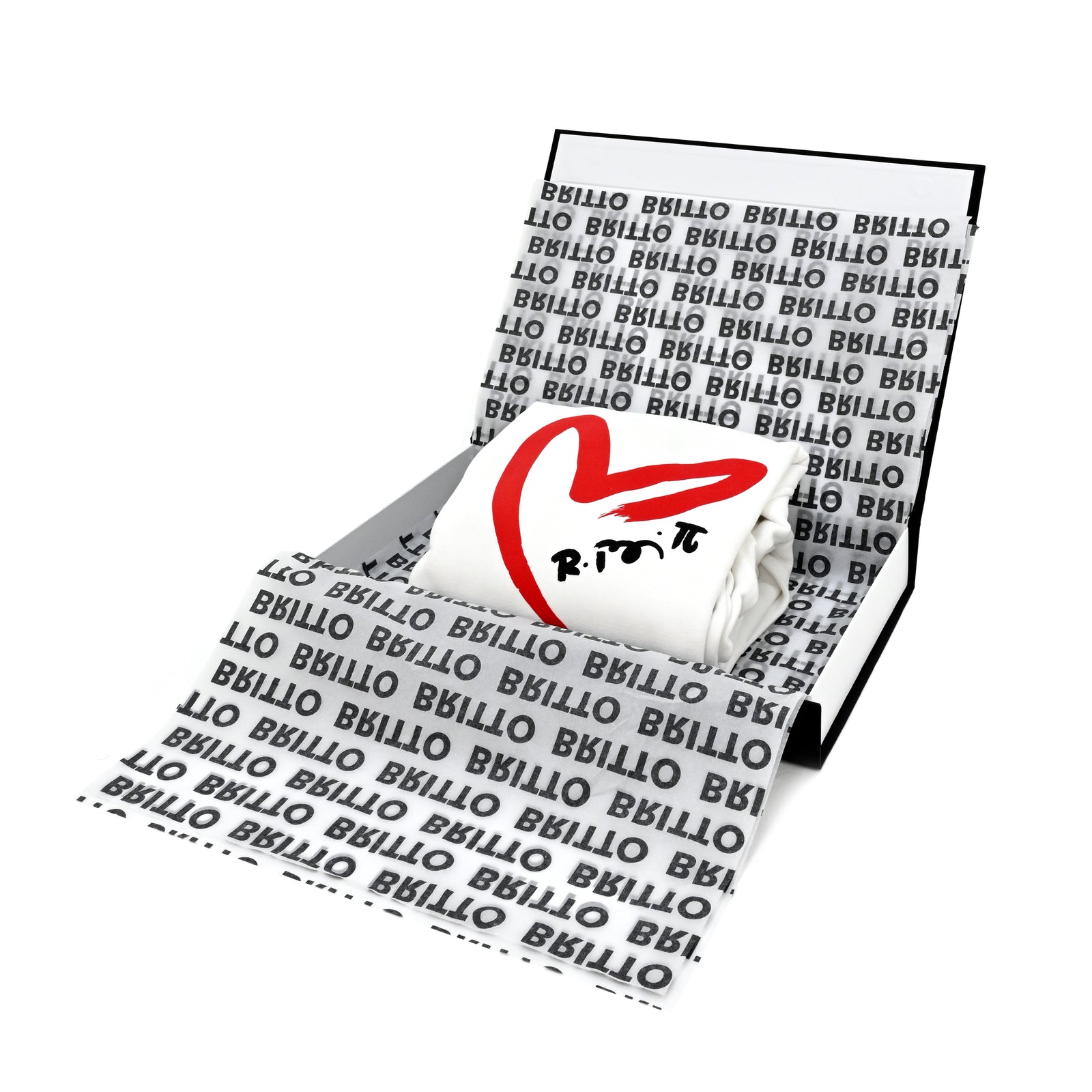 BRITTO® Hoodie - Red Heart Brushstroke White - (Men)