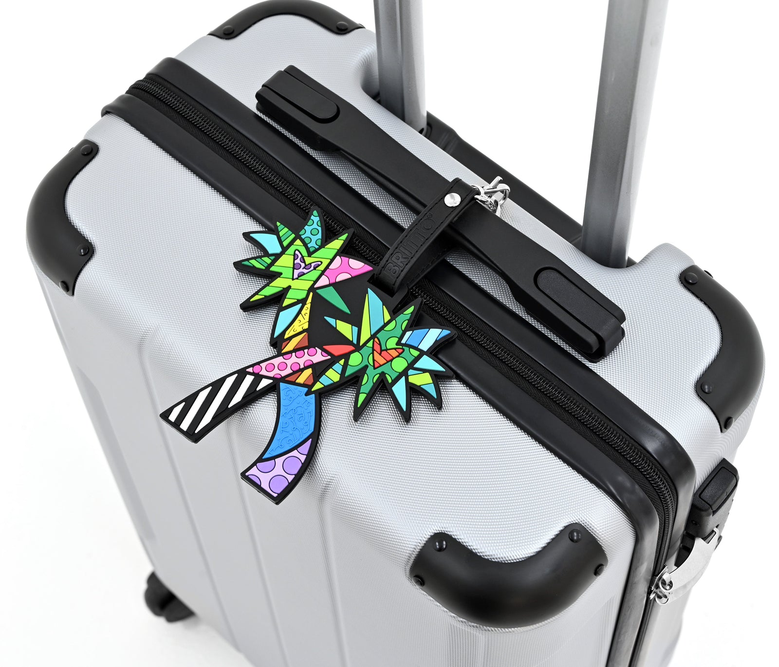 britto luggage tag palm trees  artistic colorful design collectible