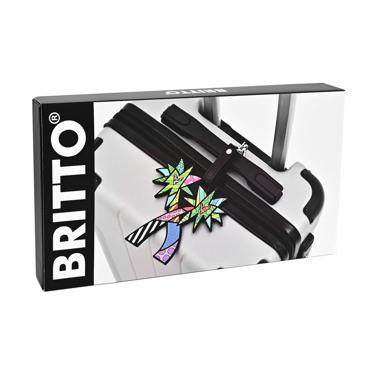 britto luggage tag palm trees  colorful decorative collectible gift idea